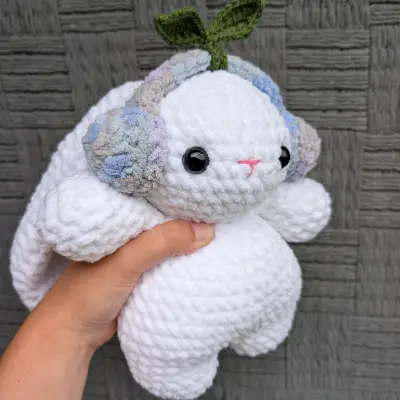 Chubby Floppy Eared Bunny w/ headphones